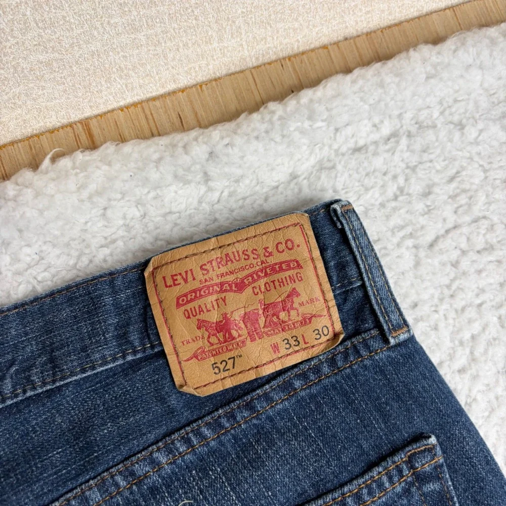 Levis 527 Y2K Slim Bootcut Jeans Mens 33x30(34x31) Denim Blue FADE whiskers